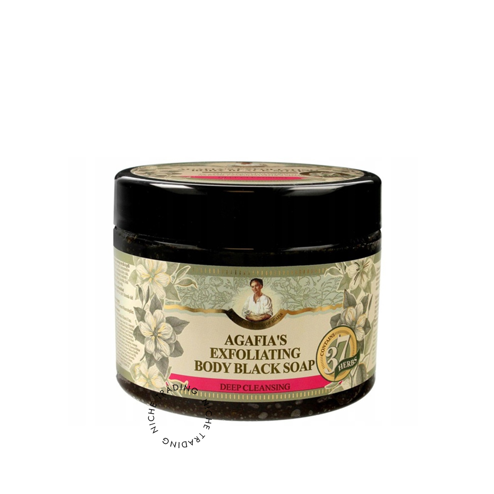 Exfoliating Agafias Body Black Soap for Deep Cleansing, 300ml