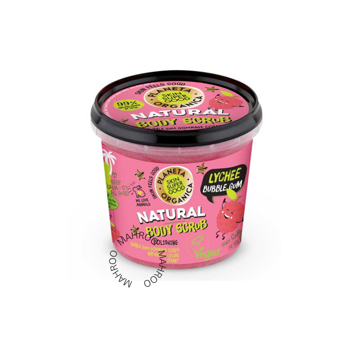 Skin Super Good Natural Body Scrub, Lychee Bubble Gum, 360ml