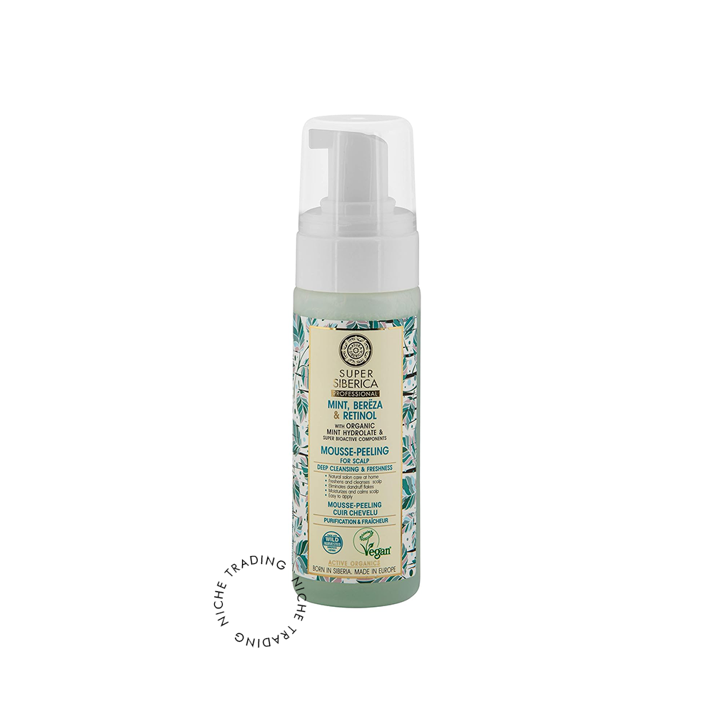 Super Siberica Mint, bereza & retinol. Mousse-peeling for scalp, 170ml