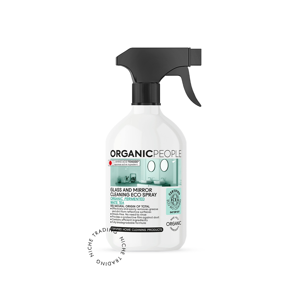 Organic People. Glass and mirror cleaning eco spray. Organic fermented White tea, 500ml