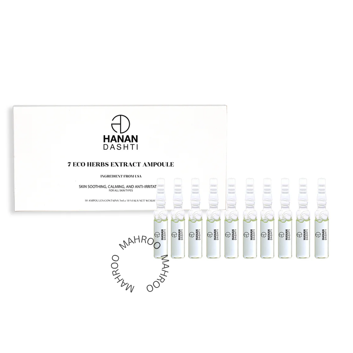 Hanan Dashti 7ECO Herbs Extract Ampoule Skin Soothings, Calming,and Anti-irritation For All Skin Types 3ML