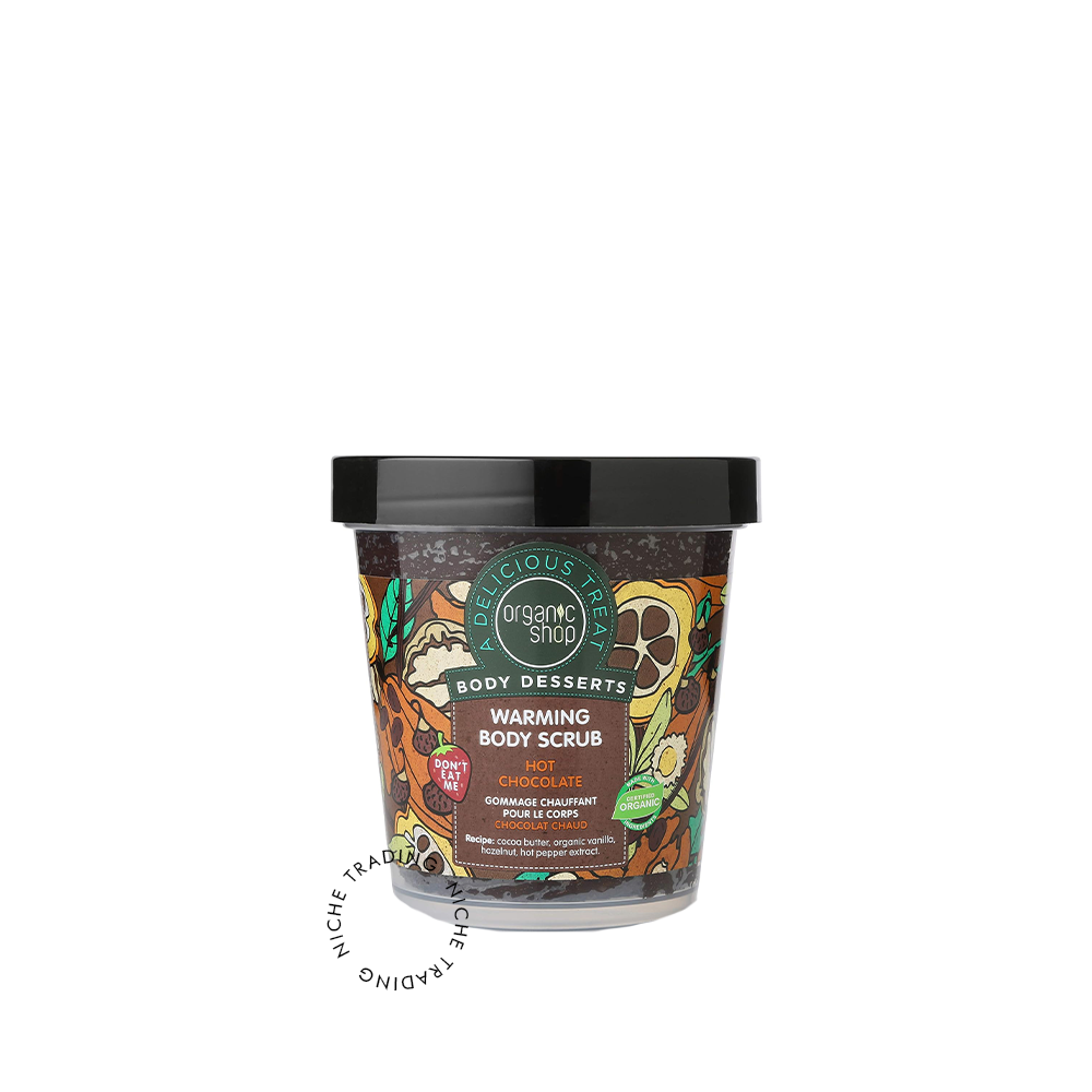 Organic Shop Body Desserts Hot Chocolate Warming Body Scrub, 450ml - Organic Shop | Niche Trading Qatar
