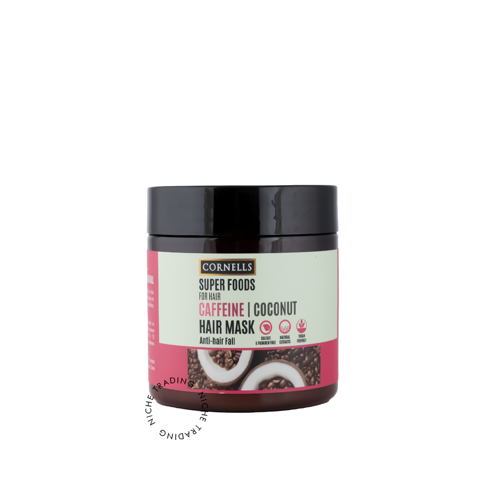 Cornells Super Foods for Hair Caffeine / Coconut Hair Mask 475ml - Cornells | Niche Trading Qatar