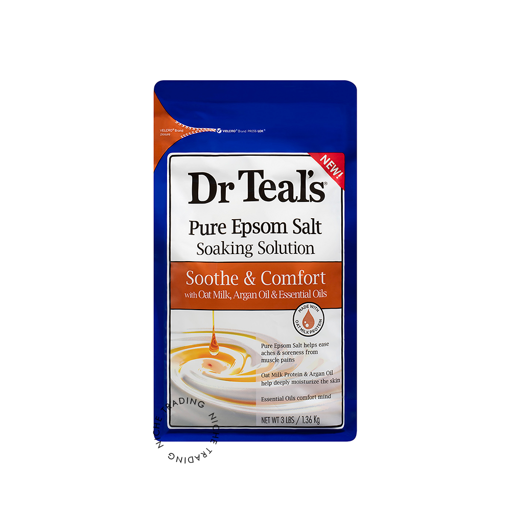 Dr Teal S Pure Epsom Salt Soak Soothe & Comfort with Oat Milk & Argan Oil 3 Lbs 1.36kg