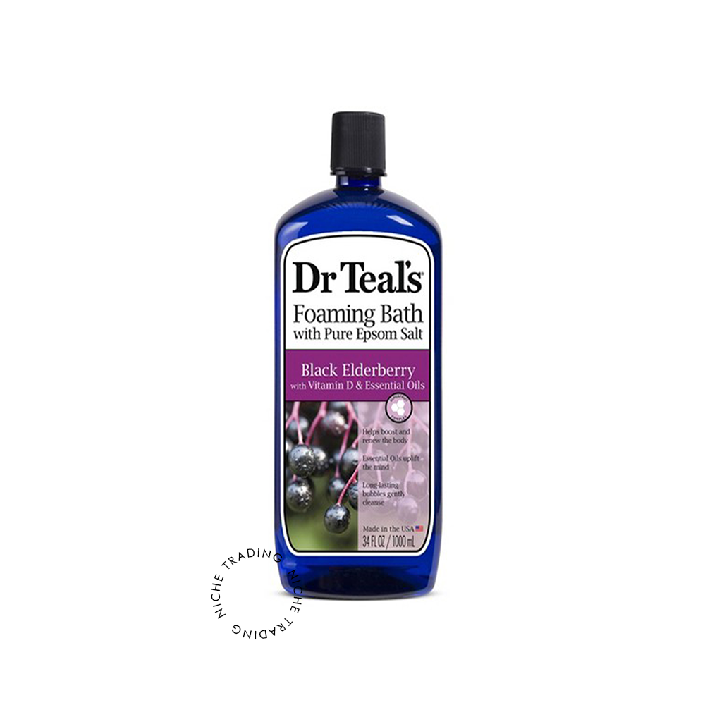 Dr Teals Foaming Bath with Pure Epsom Salt Black Elderberry with Vitamin D & Essential Oils 1000ml