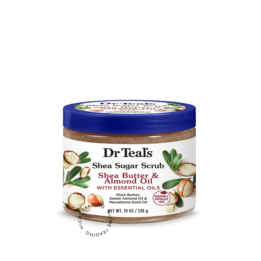 Dr Teals Shea Butter & Alomond Oil Shea Sugar Scrub 538ml - Dr. Teal's | Niche Trading Qatar