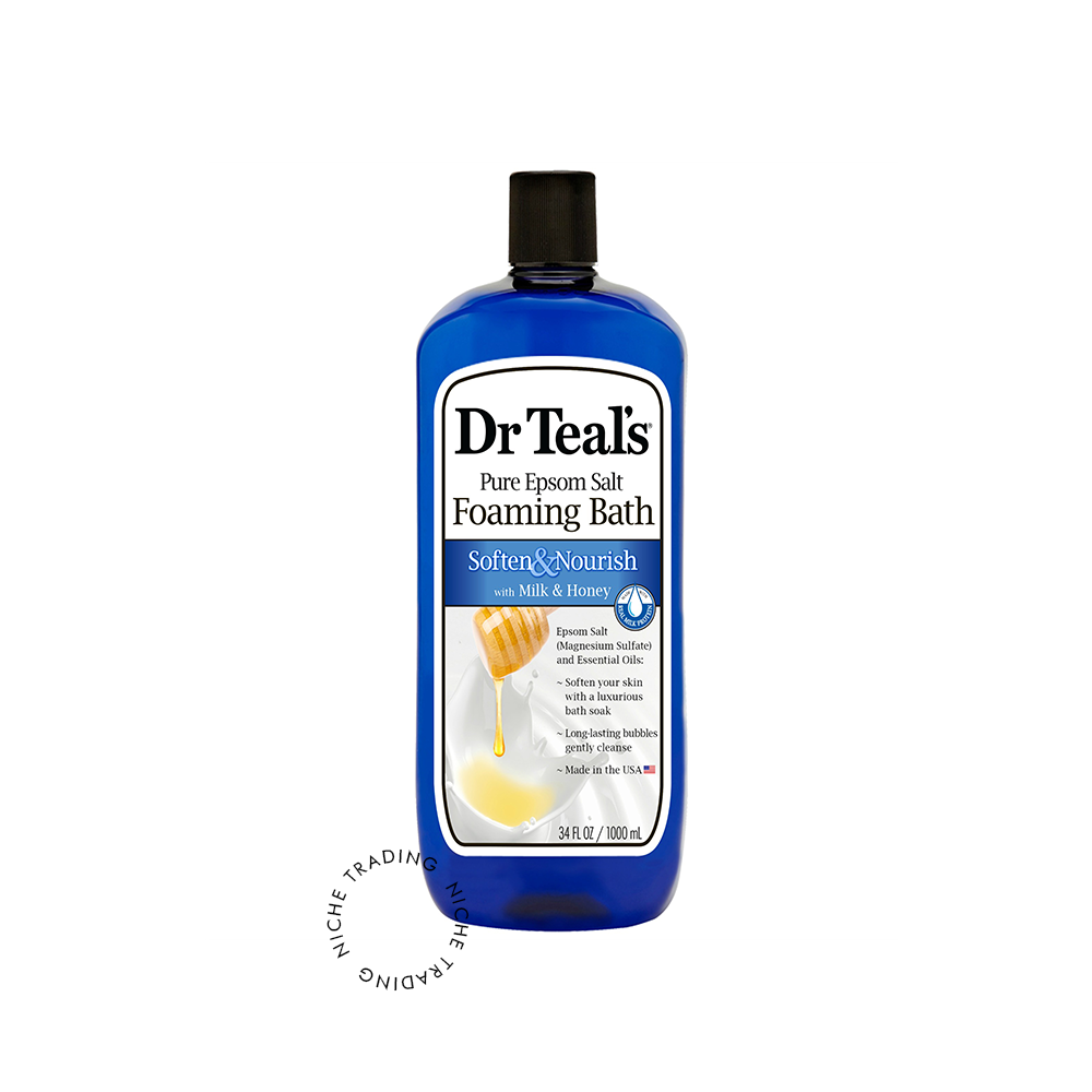 Dr Teal S Soften & Nourish Foaming Bubble Bath with Pure Epsom Salt Milk & Honey 1000ml