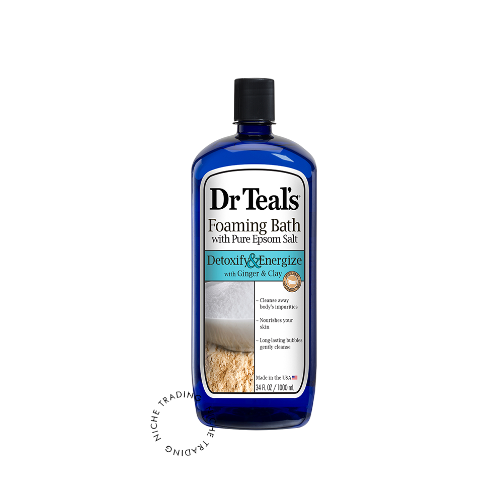 Dr Teal S Detoxify & Energize Foaming Bubble Bath with Pure Epsom Salt Ginger & Clay 1000ml