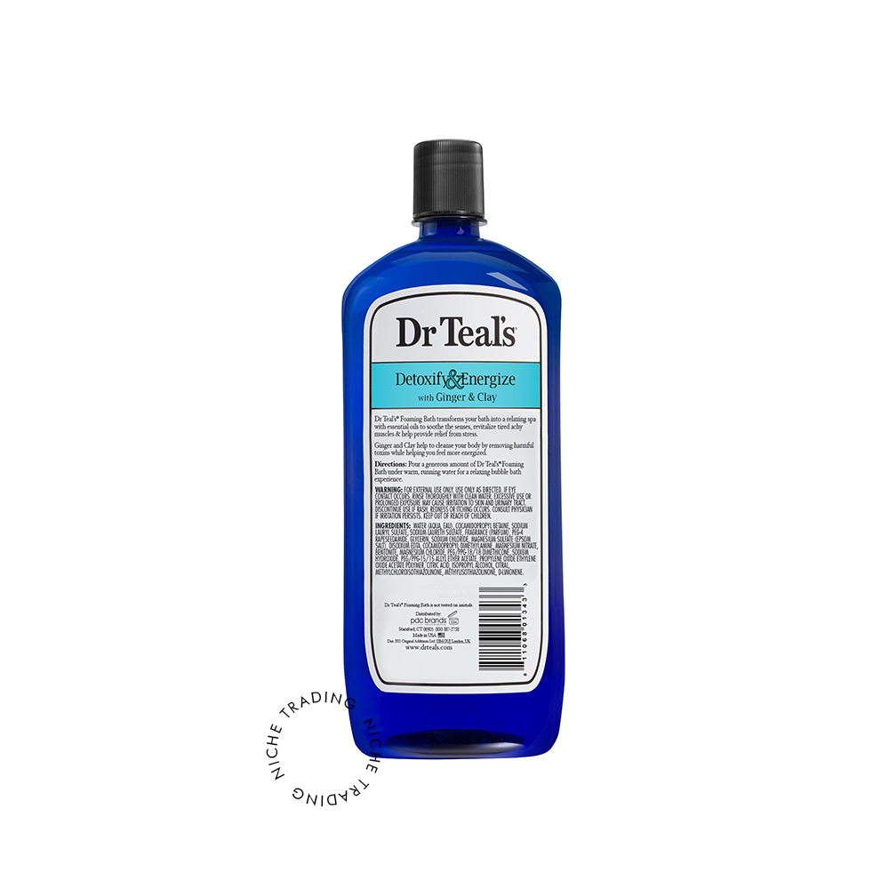 Dr Teal S Detoxify & Energize Foaming Bubble Bath with Pure Epsom Salt Ginger & Clay 1000ml