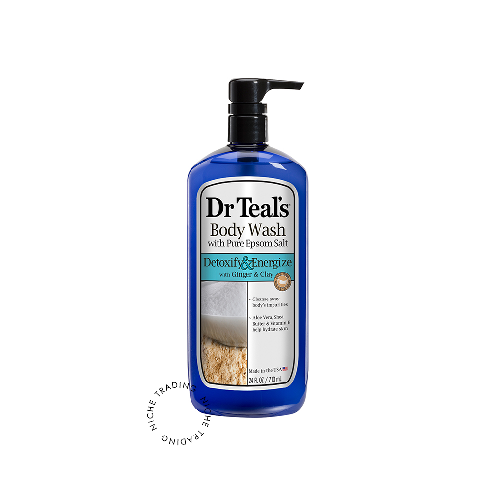 Dr Teal S Body Wash with Pure Epsom Salt Detoxify & Energize with Ginger & Clay 710ml