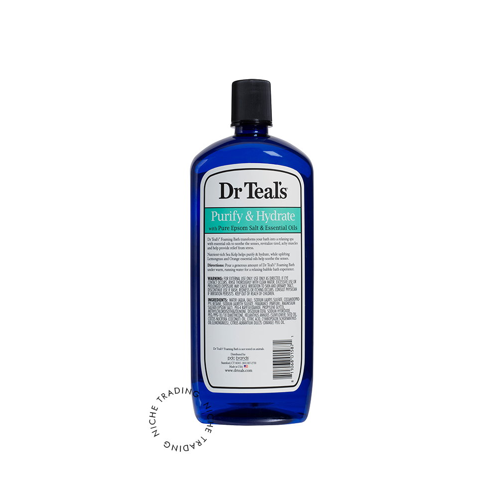 Dr Teal S Purify & Hydrate Foaming Bubble Bath with Deep Marine Sea Kelp and Essential Oils 1000ml