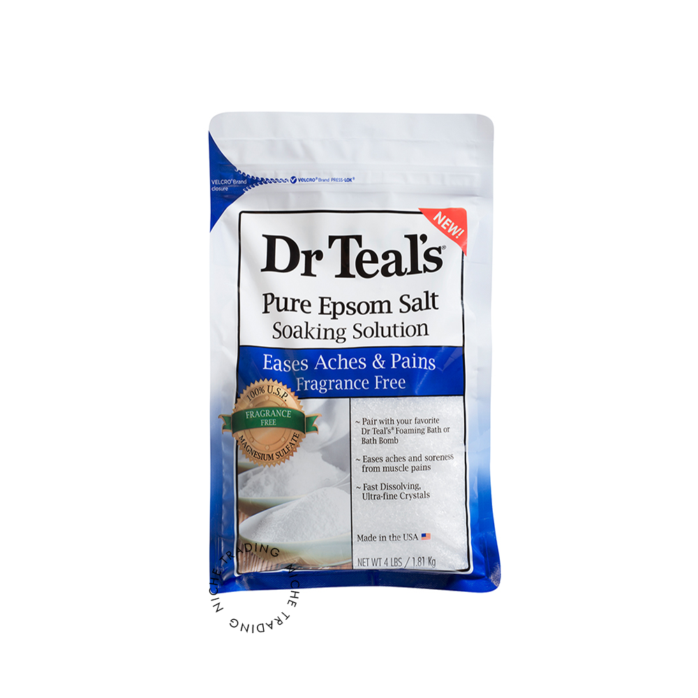 Dr Teals Unscented Pure Epsom Bath Salt 4lb 1.81kg - Dr. Teal's | Niche Trading Qatar