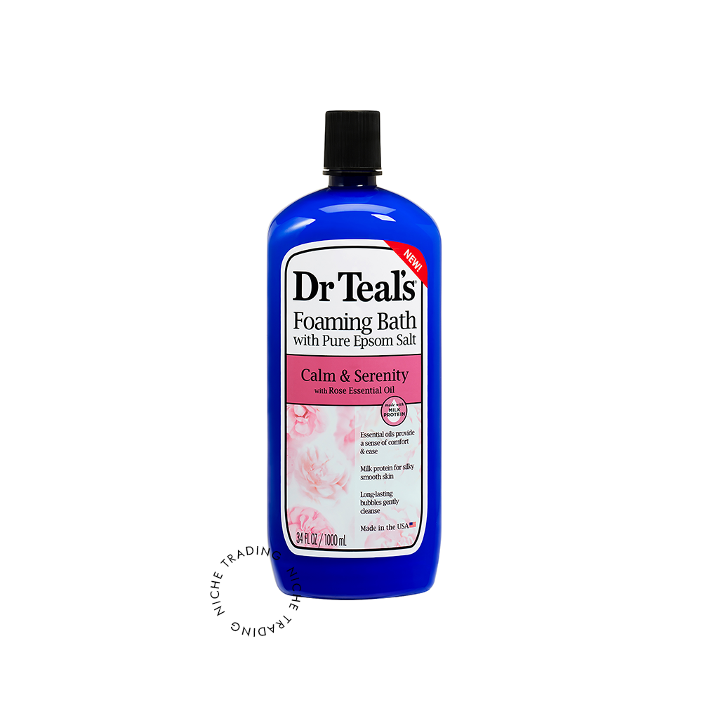Dr Teal S Foaming Bath with Pure Epsom Salt Calm & Serenity with Rose Essential Oil 1000ml