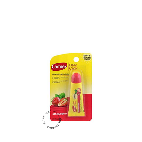 Carmex Strawberry Daily Care Lip Balm with SPF 15 – Blister Pack, 10g Tube