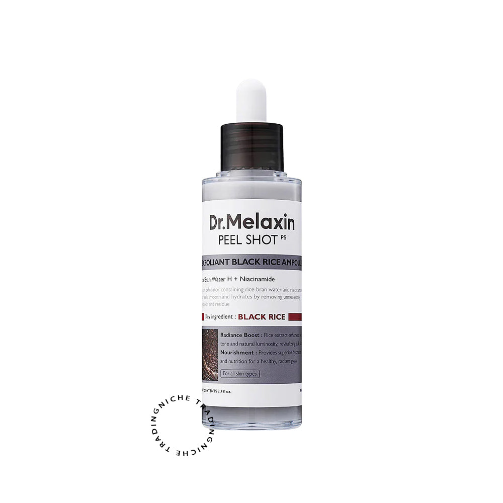Dr. Melaxin Peel Shot Black Rice Exfoliating Ampoule 80ml - Dr. Melaxin | Niche Trading Qatar