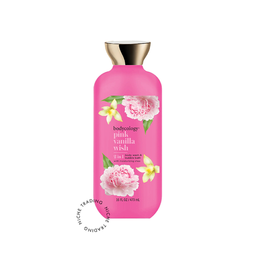 Bodycology 2-in-1 Body Wash & Bubble Bath, Pink Vanilla Wish, 16floz